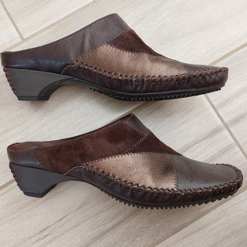 White Mountain Nwob Multi Brown Patchwork Leather… - image 4